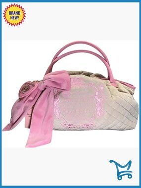 Vintage Velour Satchel Bag with Quilted Finish and Gold Hardware